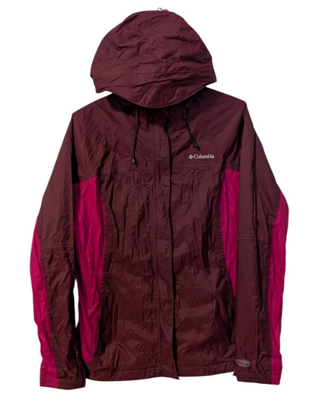 Columbia Womens Arcadia II Omni-Tech Waterproof Rain Jacket Colorblock Burgundy